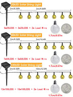 LED Solar String Lights Outdoor Crystal Ball String Light 8 Modes Lighting Solar Camping Lamp for Halloween Christmas Decoration