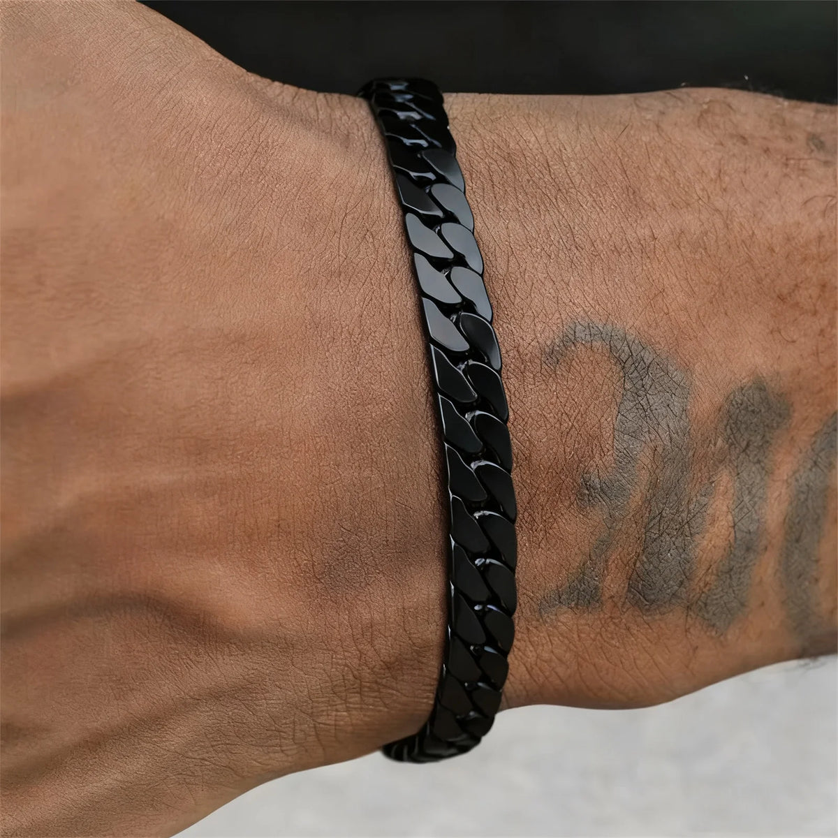 6mm Flat Cuban Chain Bracelets for Men,Trendy Stainless Steel Chain Links Wristband,Classic Punk Jewelry Gifts