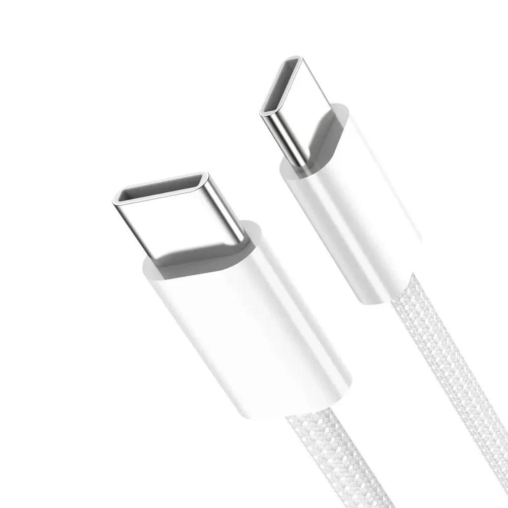 Type C to C Colored Nylon Braided Cable PD 60W for IPhone17/16/15, iPad Pro, Macbook, Samsung S24/23, Durable & Fast Charging.