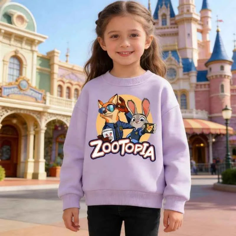 Spring Kid Boy Clothes Children Girls Disney Zootopia 2 Judy Hopps Nick Wilde Print Sweatshirt Top Baby Cartoon Pullover