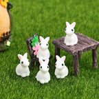 10/20/50PCS Mini Resin Bunnies Miniature Figures 3D Little White Rabbit Ornament Micro Landscape Dollhouse Decoration Diy Crafts