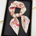 70cm Pink Floral Silk Scarf for Women Simulated Silk Fresh and Elegant Versatile Headwear Clothing Bags and Square Scarf