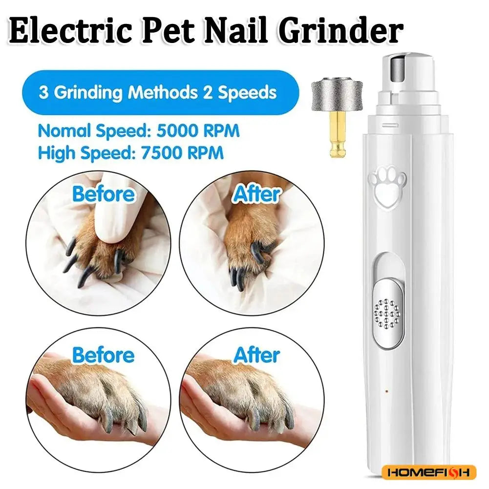 Electric Dog Nail Grinder – USB Rechargeable Pet Nail Clipper & Painless Trimmer for Small and Large Pets