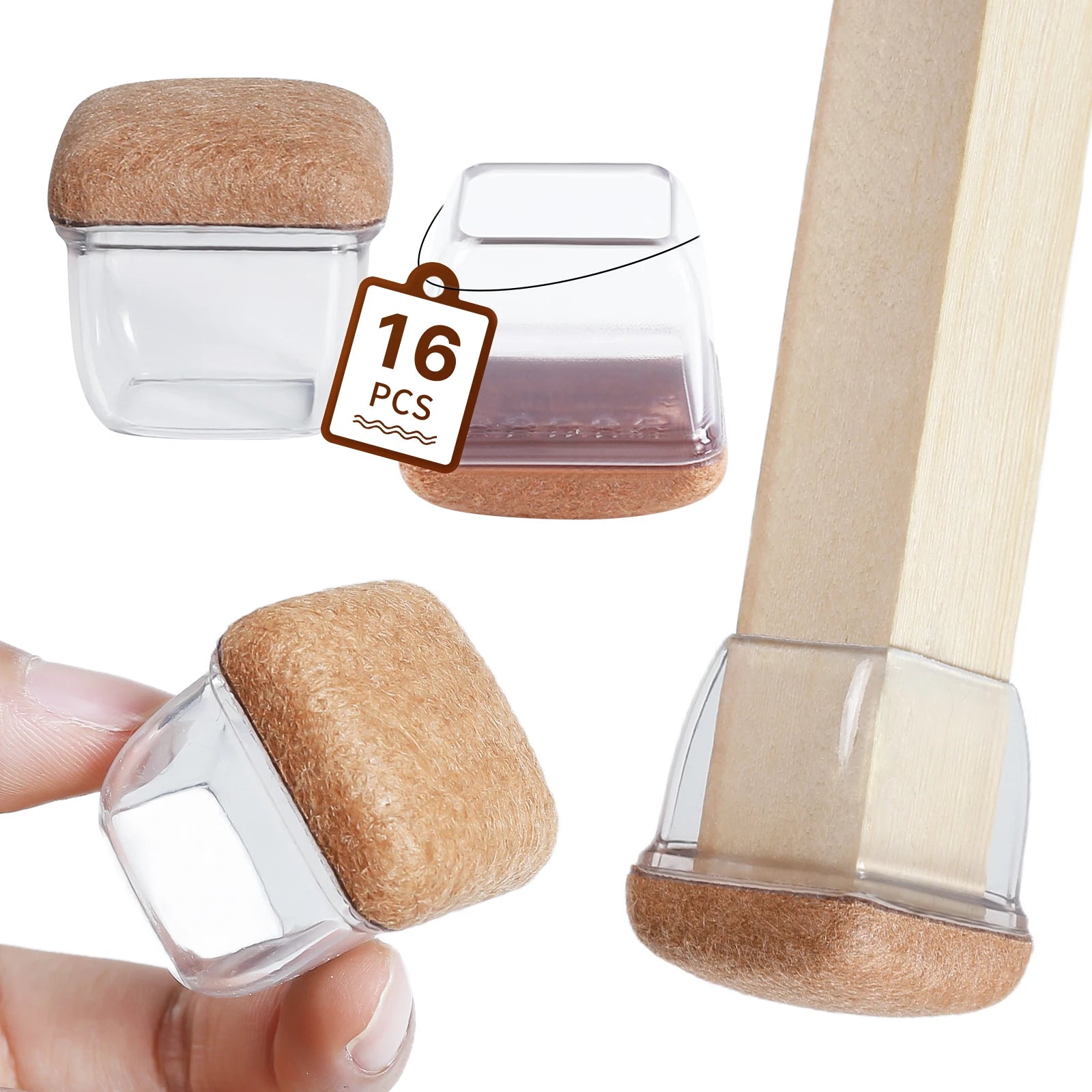 16PCS Silicone Chair Leg Caps Non-Slip Prevent Scratches Silent  Hardwood Floor Protector Waterproof Felt Furniture Feet Pad
