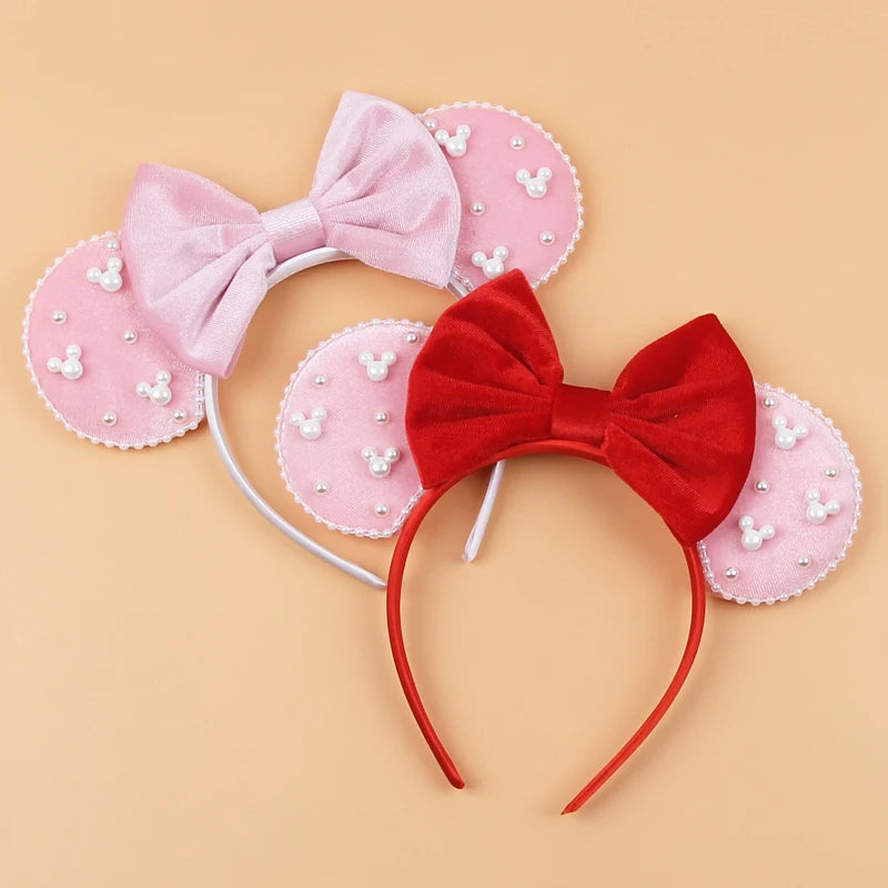 2026 Women 3.3" Velvet Mouse Ear Headband For Girls Soft Butterfly Knot Headband Halloween Party Christmas Hair Accessories