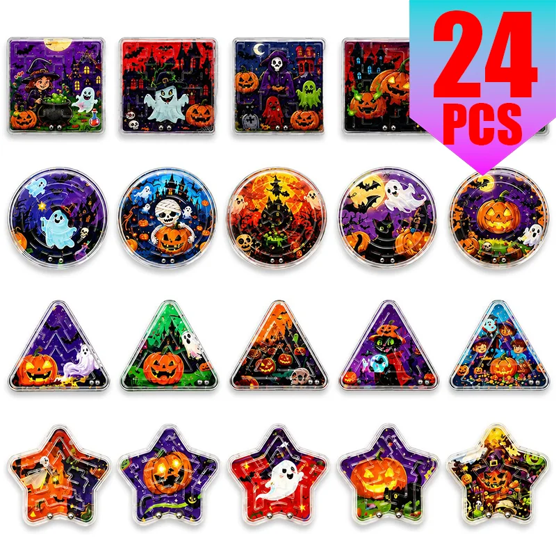 Halloween Mini Maze Game - Bulk Handheld Educational Puzzle for Kids Party Favors Travel Game Graduation Classroom Activity