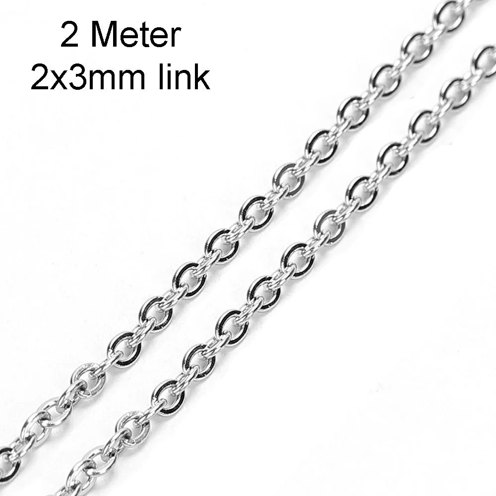 2/10 Meters Stainless Steel Chain 1 1.5 2mm Gold&Steel Color Link for DIY Jewelry Making Necklace Bracelet Bulk Chain Supplies