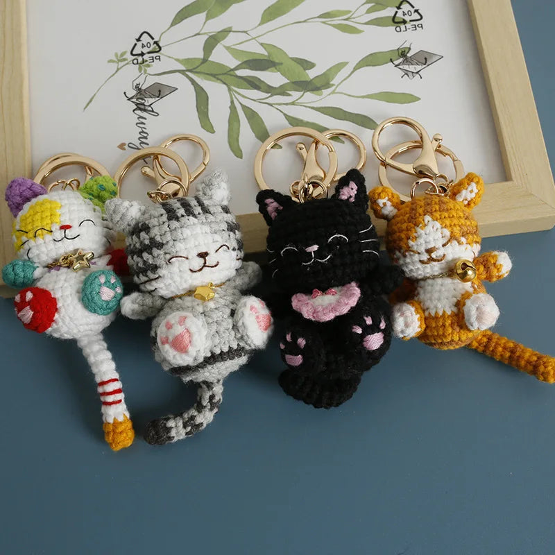 Cute Crochet Kitten Keychain Smiling Cat Bag Charm