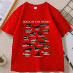 Seal Tshirt Y2k Seals of The World T-shirt 90s Retro Tee Crewneck Animal Tshirt Casual Loose Cotton Short Sleeve Print Clothes