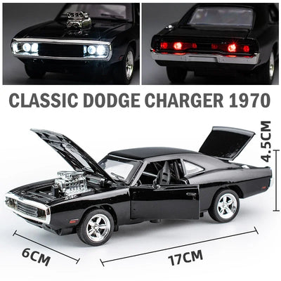 1:32 Simulation 1970 Dodge Charger Alloy Sports Car Model Pull Back Luxury Car Toy Gift Ornaments