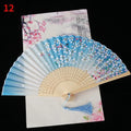 Vintage Silk Folding Fan Bamboo Tassel Decorative Hand Fan