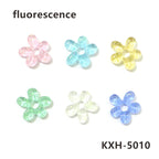 6pcs Irregular Shape Cute Mini Glass Flower Ornament Christmas Wedding Party Decor Supplies DIY Girl Jewelry Pendant Accessories