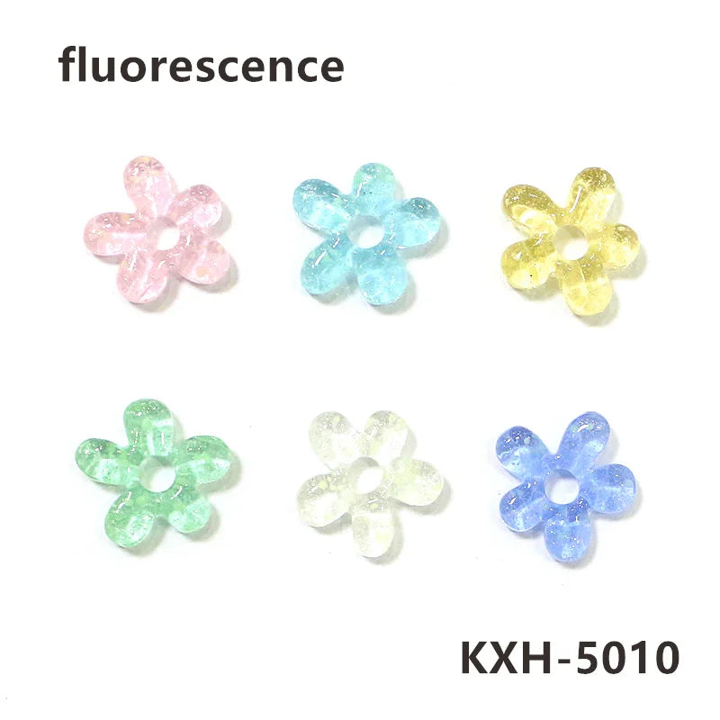 6pcs Irregular Shape Cute Mini Glass Flower Ornament Christmas Wedding Party Decor Supplies DIY Girl Jewelry Pendant Accessories