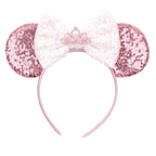 1pc Disney Cute Cartoon Minnie Headband Sequins Ears Bow Hair Hoops Purple Pink Women's Headband for Holiday Party Perfect Gifts