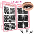 LAKANAKU 168 Fans Diy Cluster Lashes Cat Eye Lashes Invisible Band Premium Mink Manga Lash Clusters