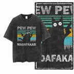 COOLMIND DB Cat Printed Cotton Acid Washed Exclusive Graphic Unisex T Shirt Cool Streetwear Men Tshirts Big Size Tee for Men