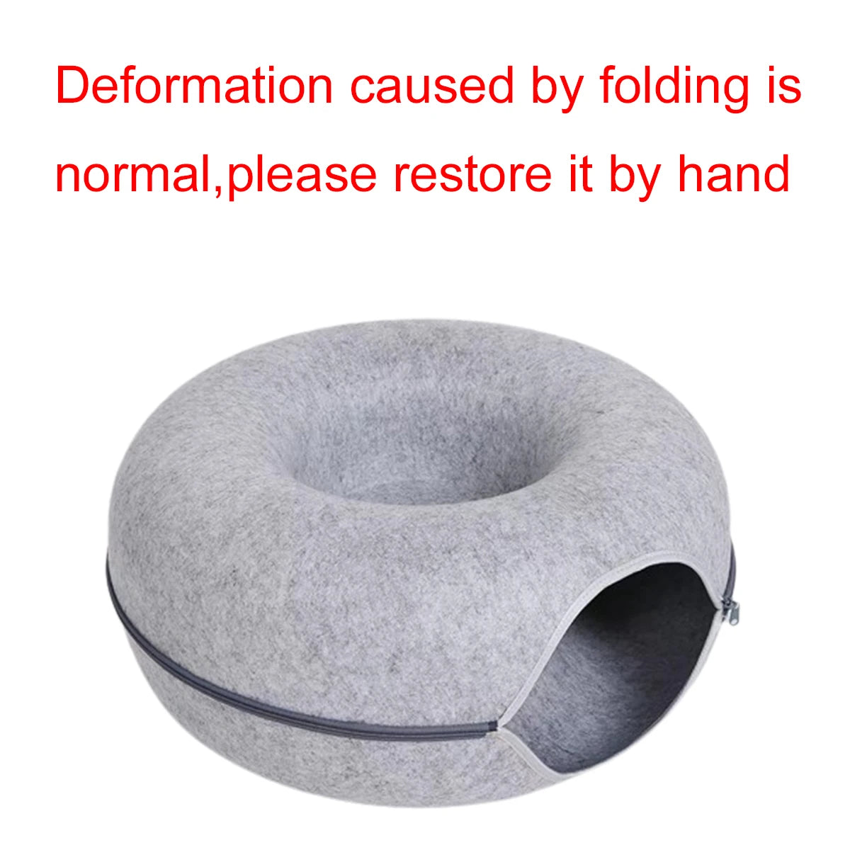 Felt Donut Bed for Cats House With Breather Hole Dog Bed Interactive Play Toys for Cats to Hide 2 in 1 Tunnel for Cats Bed - WTN Essentials 
