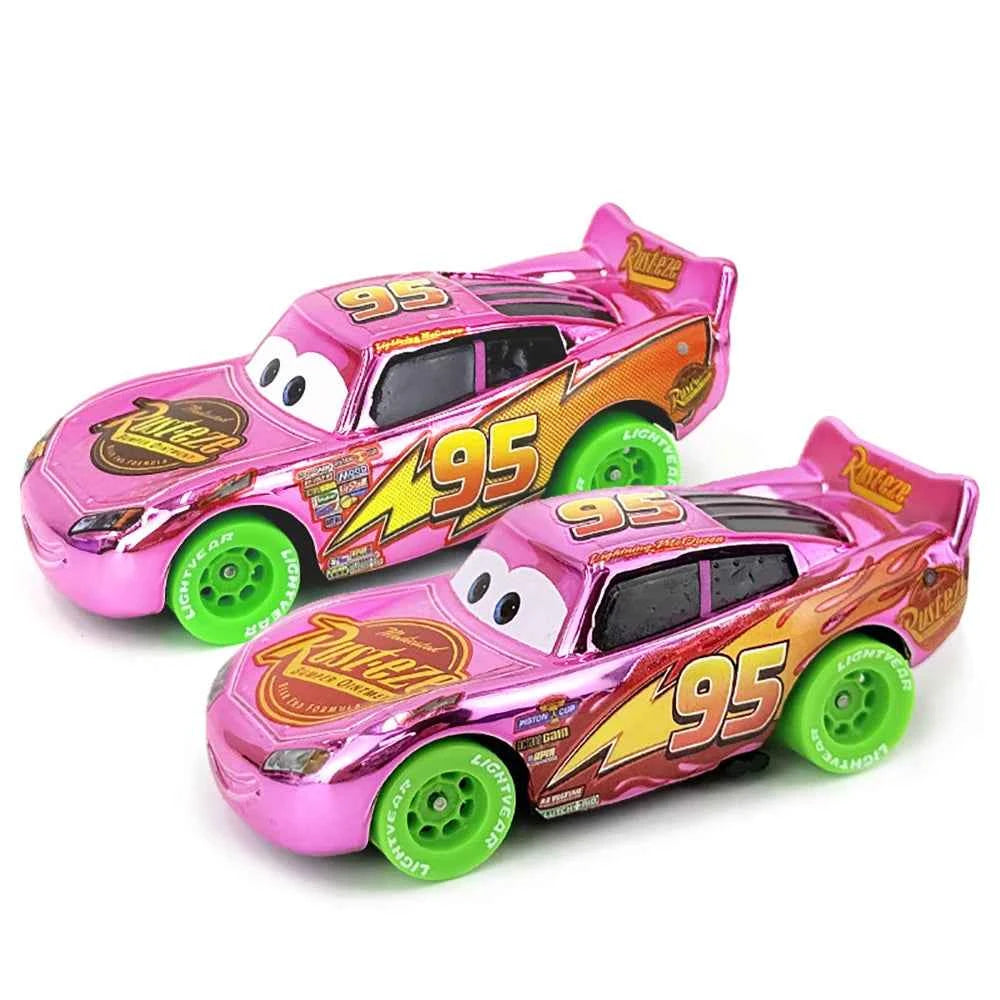 Disney Pixar Cars Piston Cup Racer Lightning McQueen Plated Version Magenta Color Alloy Diecast Model Toy Cars Children's Gift