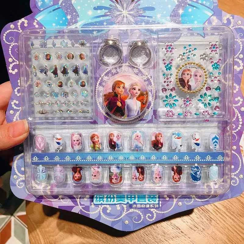 Disney Children's Nail Sticker Set Elsa Princess Dress Up Cute Kawaii Stickers Waterproof Nail Art Stickers Frozen Girl Gift Toy