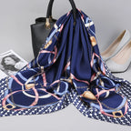 Fashion Kerchief Silk Satin Neck Scarf For Women Print Hijab Scarfs Female 90*90cm Square Shawls and Wraps Scarves For Lady