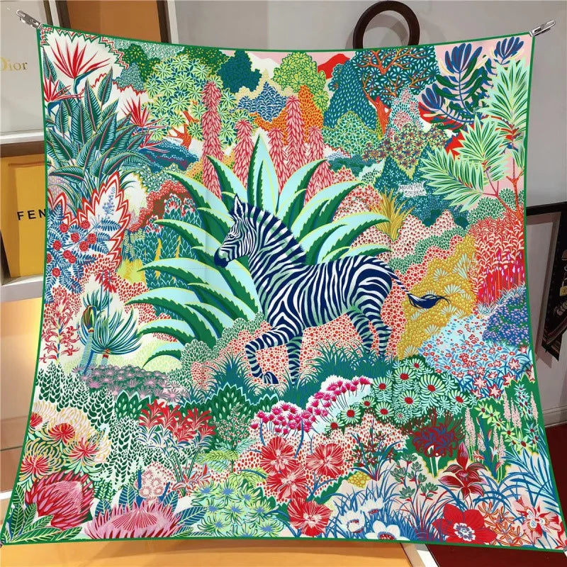 New 90cm Medium Square Scarf Desktop Printing Exquisite Right-angle Crimped High-quality Twill Women's Headscarf Shawl
