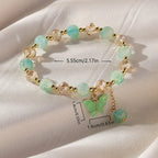 Purple Butterfly Charm Beaded Stretch Bracelet For Women Multi Color Crack Faceted Beads Round Charm Cute Girls Jewelry Gift