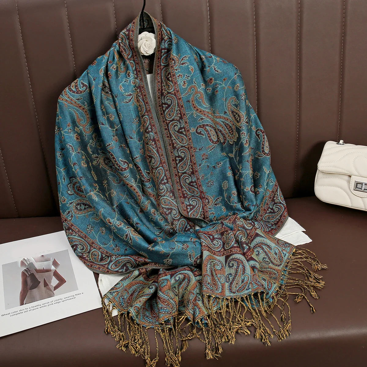 2025 new ethnic style retro shawl cashew flower geometric scarf cloak tassel scarf multi-color variety options available