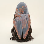 Lace Paisley Embroidery Bandana Square Scarf Elegant Breathable Silk Scarves Women Sunscreen Lightweight Shawl Headband