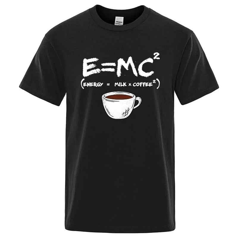 Summer Men T-shirt Cotton Blend Casual Funny Energy=Milk+Coffee Print Men Cool Loose O-neck Tops For Men Short Sleeve Male Tees