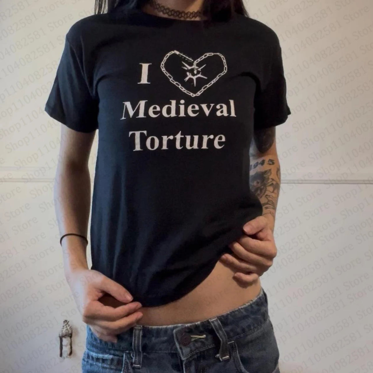 Aesthetic Kawaii clothing retro women's 90s cut top women's baby letter T-shirt Y2k fashion casual 2000s top emo girl Harajuku