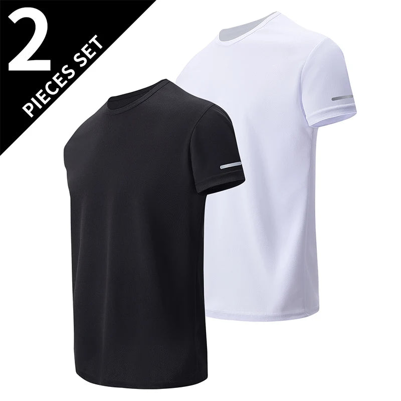 2/4/6-Pcs Four Seasons Men's Solid Color Round Neck Short Sleeve Top With Printed Cuffs Youth Sports And Leisure Fashion T-Shirt
