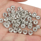50pcs Rhinestone Spacer Beads Multi-color Crystal Metal Spacers Rondelle Beads for Jewelry Making DIY Bracelets Accessories
