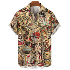 3D Print Monkey Skeleton Scissors Shirts Men Animal Patterns Button Shirt Summer Hawaii Short Sleeves Casual Loose Aloha Shirts