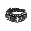 Punk Fashion Men Black Cuff Leather Bracelet Wristband Metal Rivets Stud Charm 80s Wrap Bangle for Women Rock Gothic Jewelry