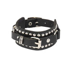 Punk Fashion Men Black Cuff Leather Bracelet Wristband Metal Rivets Stud Charm 80s Wrap Bangle for Women Rock Gothic Jewelry