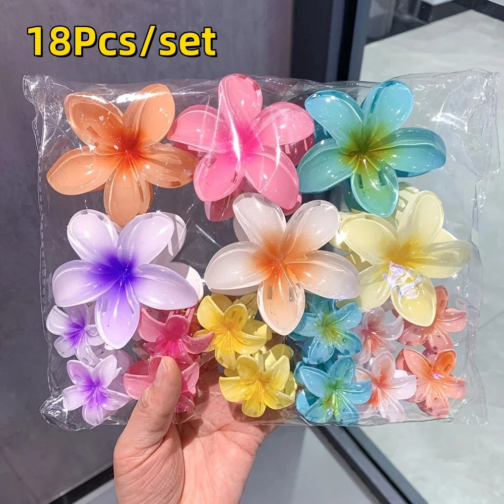 3Pcs/18Pcs Egg Flower Hair Clips Gradient Candy Color Flowers Suitable for Daily Backcombed Ponytail Shark Clip Hair Accessories