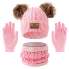 3pc 2-12Y Autumn and Winter Children's Hats and neck Gloves Set, cute, comfortable and warm, hats for boys and girls