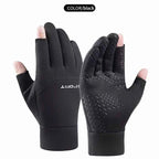 Winter Waterproof Fishing Men's Gloves Women's Cycling Warm Anti Slip Outdoor Sports Exposed Two Finger Touch Screen Gloves