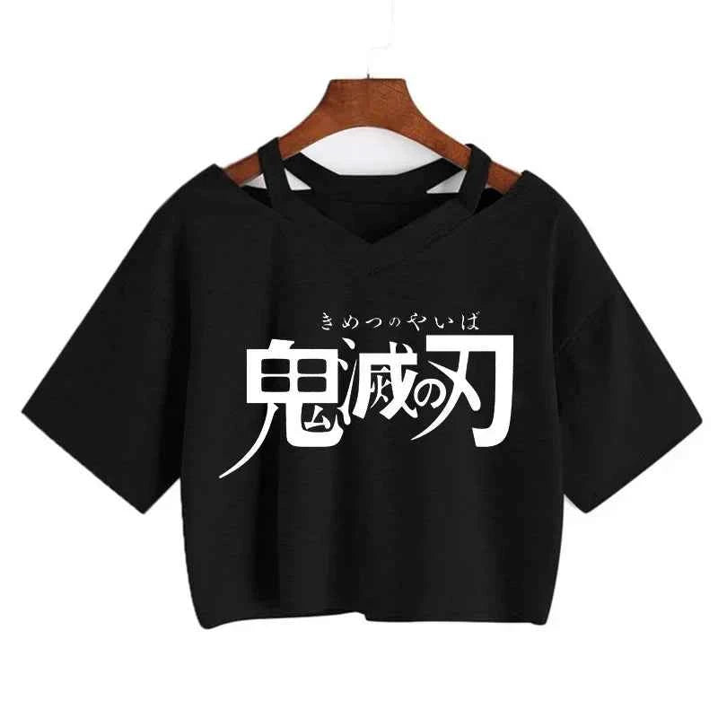 Demon Slayer T Shirt Nezuko Tshirt Women Kimetsu No Yaiba Crop Top Tees Japanese Anime Tanjirou Kamado Tops Manga T-shirt Female