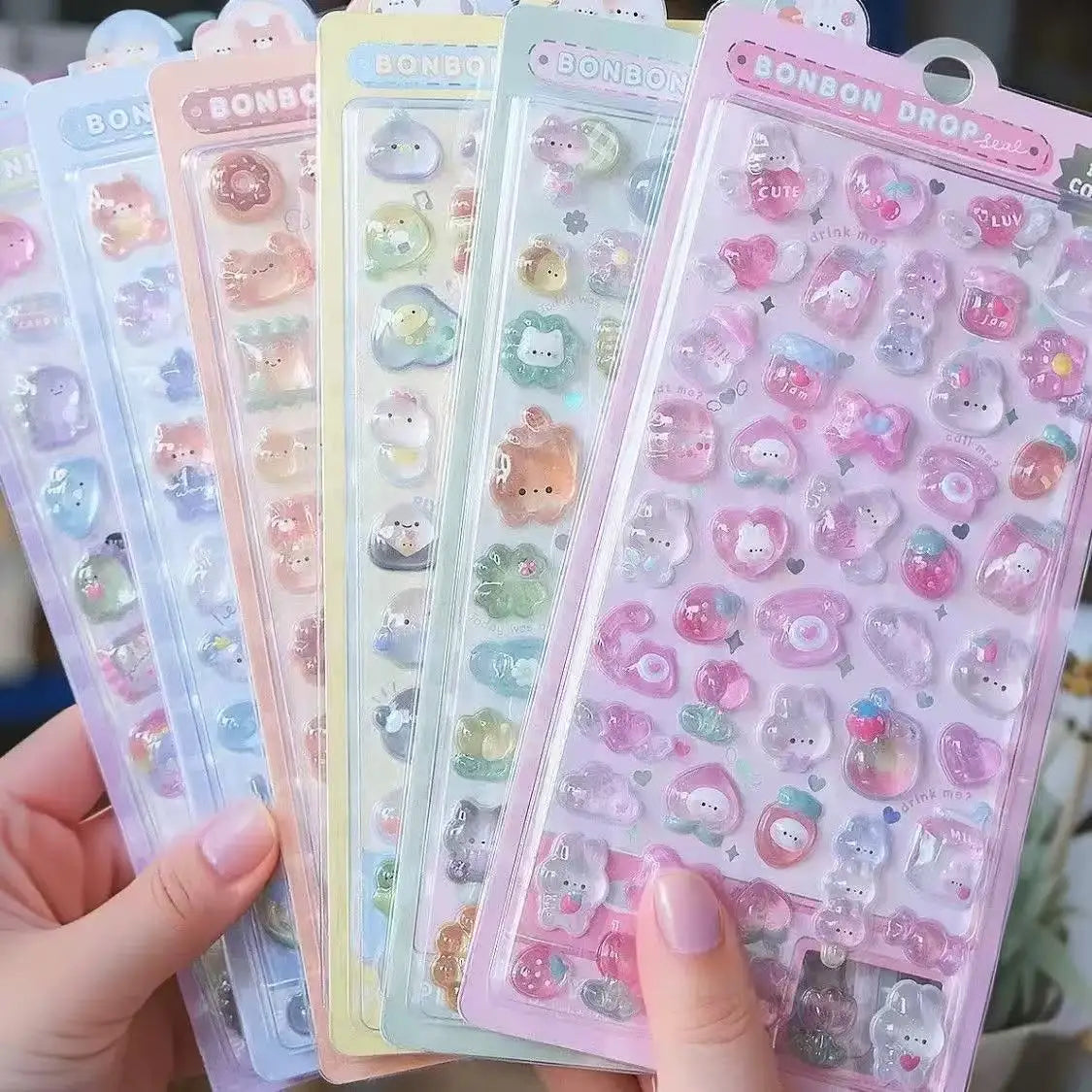 6/10 sheets Funny Sweet Furit cloud Pets Drop 3D Relief Sticker Scrapbooking Diy Diary Decor Stationery Kawaii Stickers