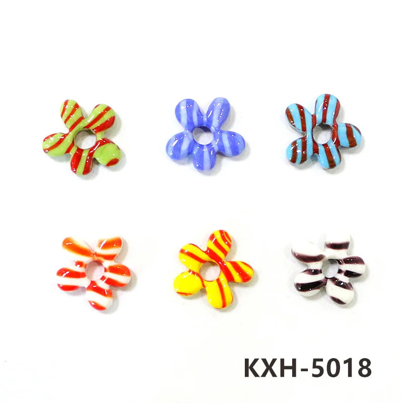 6pcs Irregular Shape Cute Mini Glass Flower Ornament Christmas Wedding Party Decor Supplies DIY Girl Jewelry Pendant Accessories