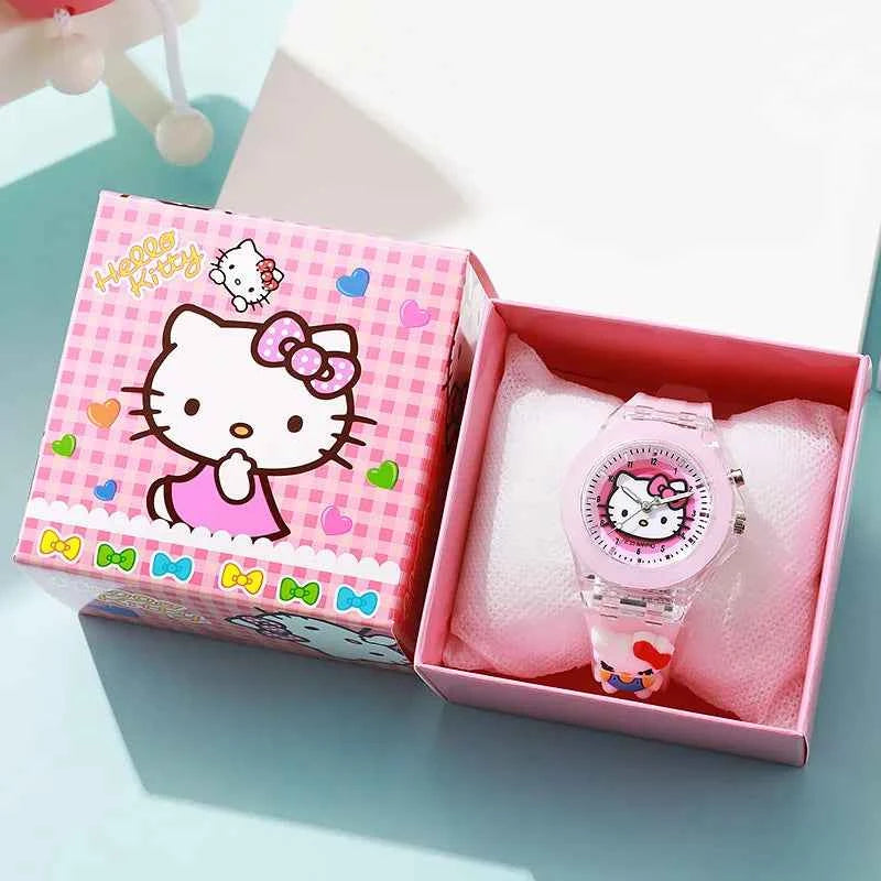 Cartoon Mickey Flash Light Girls Watches with Box Silicone Strap Spiderman Children Watches Kids Student Clock reloj infantil