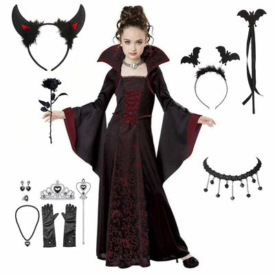Girls Vampire Costume Gothic Tutu Dress – Halloween Fantasy Outfit