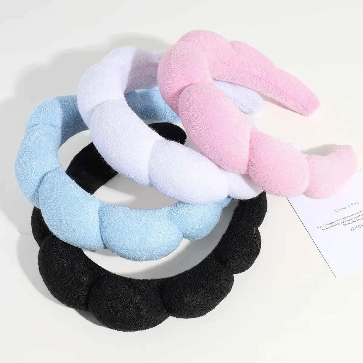 3PCS Stylish Washing Headband Set Wristbands Scrunchies Spa Bubble Headband for Washing Face Makeup Shower Skincare