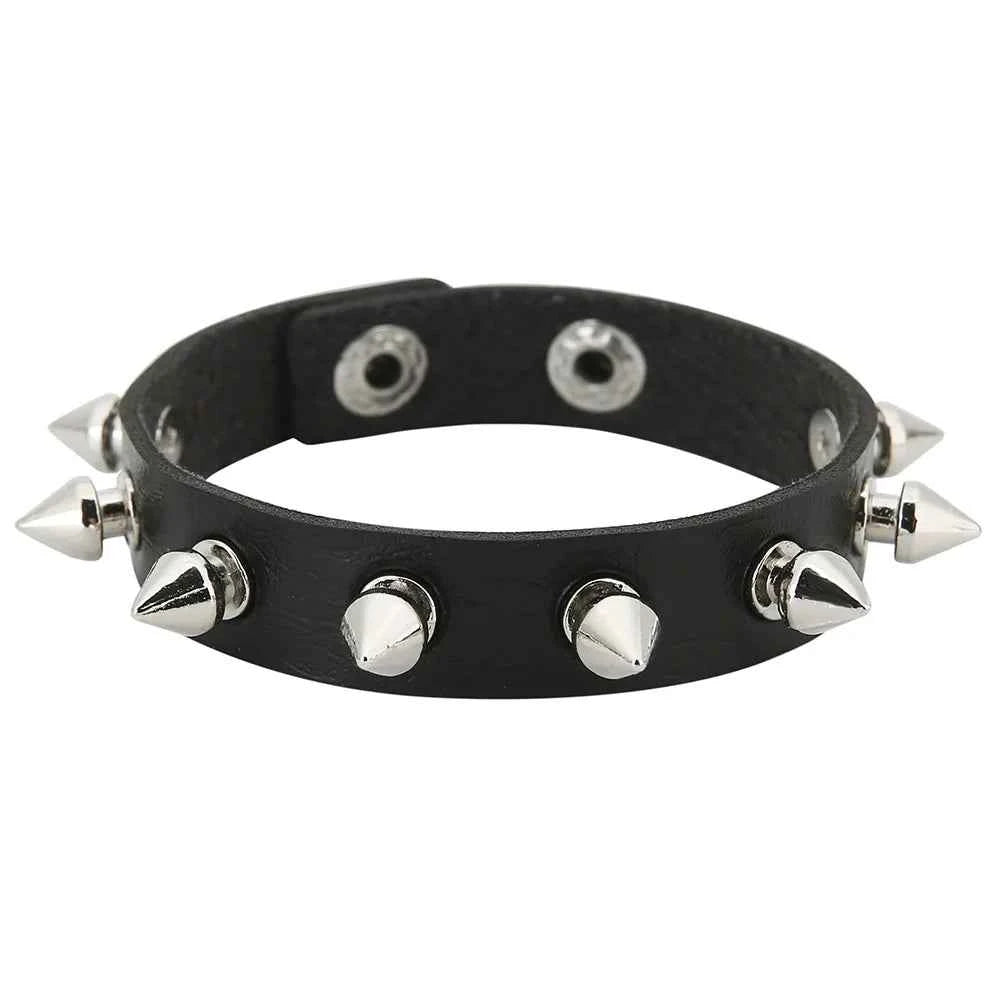 Punk Bracelets PU Leather Studded Bracelet Adjustable Goth Cuff Bracelet Gothic Rivet Buckle Wristband for Men Women Emo Jewelry