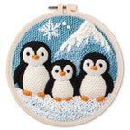 CHENISTORY Diy Punch Needle Embroidery Starter Kits For Beginner Cartoon Cute Animals Poking Embroidery Yarn Painting Arts