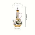 BPA-Free Olive Oil Dispenser Underglaze Embossed Ceramic Oil Vinegar Can Kitchen Accessories Storage Dispenser Container Bottle