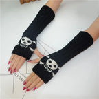 Pink Cartoon Gloves Honey Girls Winter Half Finger Cosplay Glove Anime Accessories EMO Punk Skull Christmas Gift Arm Warmers