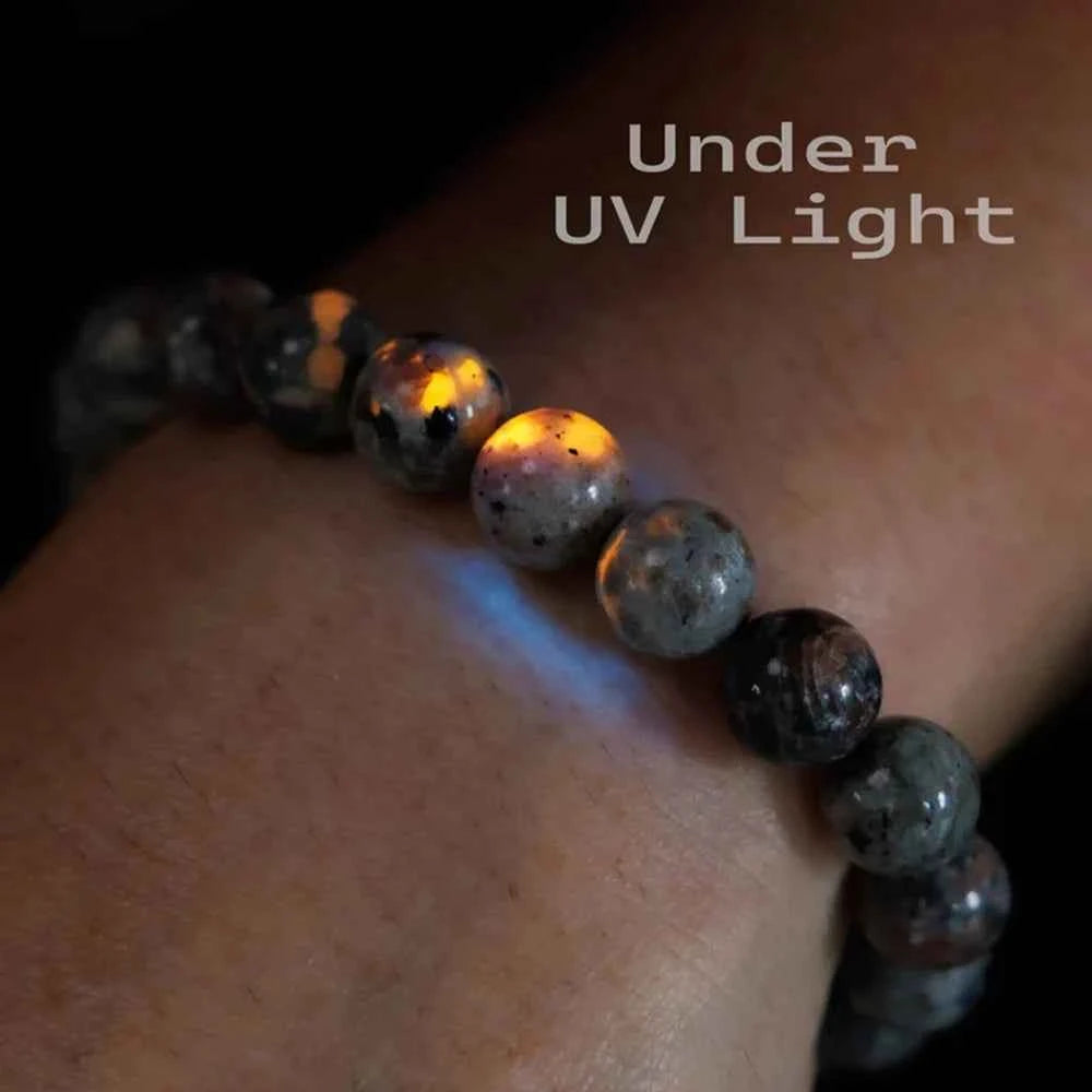 2/4pcs Natural Flame Stone Bracelet with Natural Raw Stone Accessories, UV Luminescent Rock, Handmade Elastic Bracelet