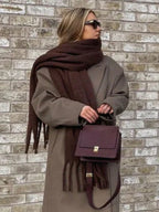 2025 Women Scarf Winter Warm Thick Shawl Wraps Fashion Solid Color Pashmina Scarves Long Tassel Hijab Stoles Bufanda Cashmere